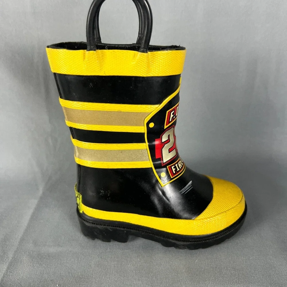 Western Chief F.D.U.S.A. 282 Firechief Kids 5 Black Pull On Waterproof Rain Boot